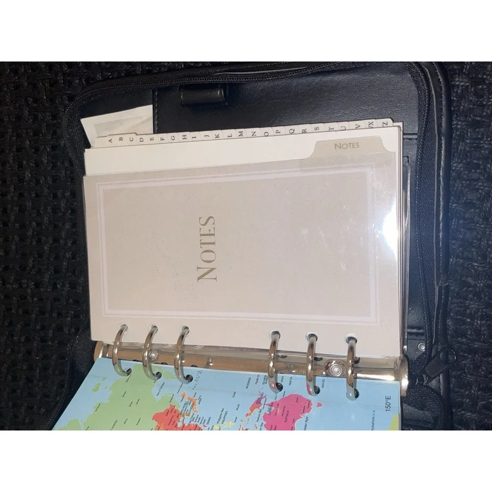 Vintage Perry Ellis Black Leather Day Planner / Organizer